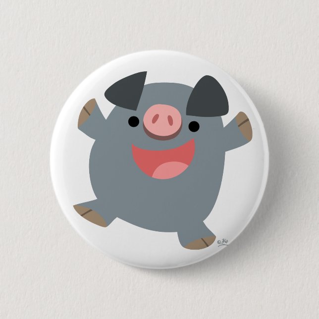 Cute Tecknad Bouncy Gris Button Badge Knapp (Framsida)
