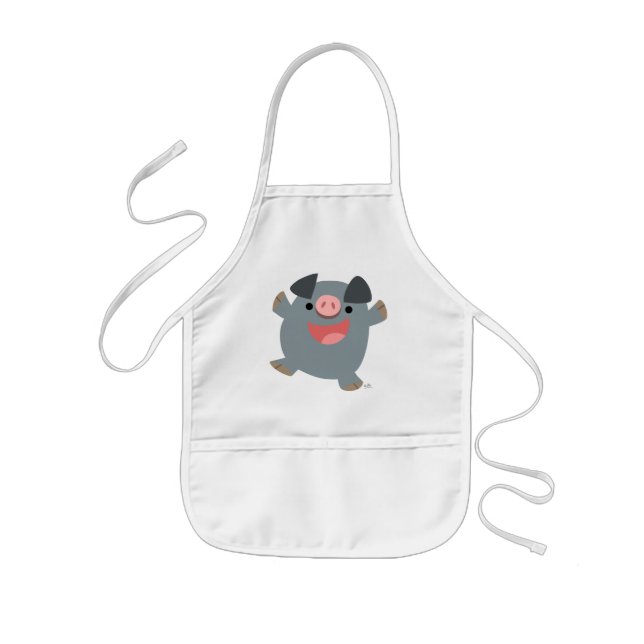Cute Tecknad Bouncy Gris Children Apron Barnförkläde (Framsidan)