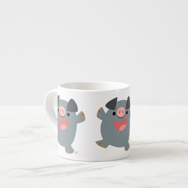 Cute Tecknad Bouncy Gris Espresso Mugg Espressomugg (Framsida vänster)