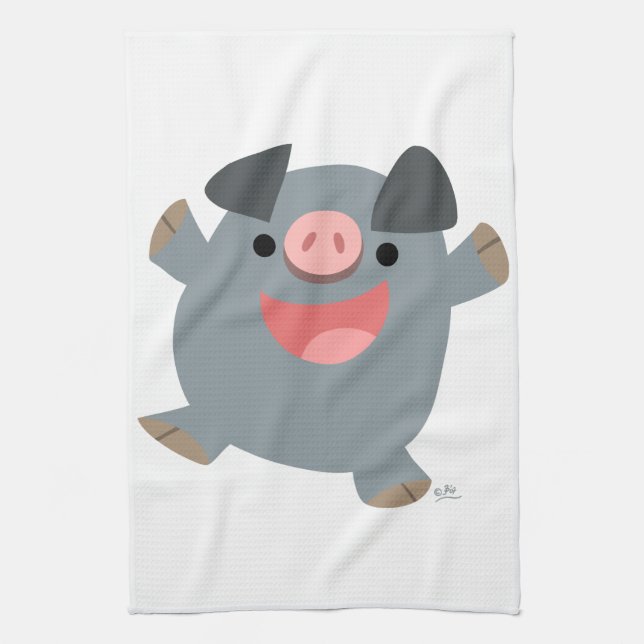 Cute Tecknad Bouncy Gris Kitchen Towel Kökshandduk (Vertikal)