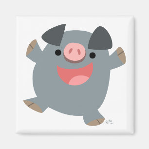 Cute Tecknad Bouncy Gris Magnet