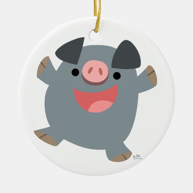 Cute Tecknad Bouncy Gris Ornament (Framsidan)