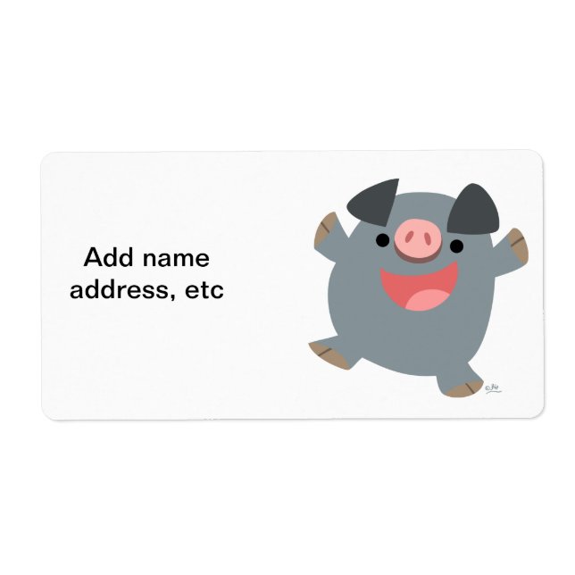 Cute Tecknad Bouncy Gris Shipping Label Fraktsedel (Framsidan)