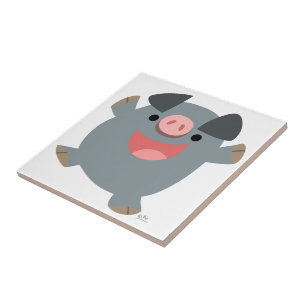 Cute Tecknad Bouncy Gris Tile Kakelplatta