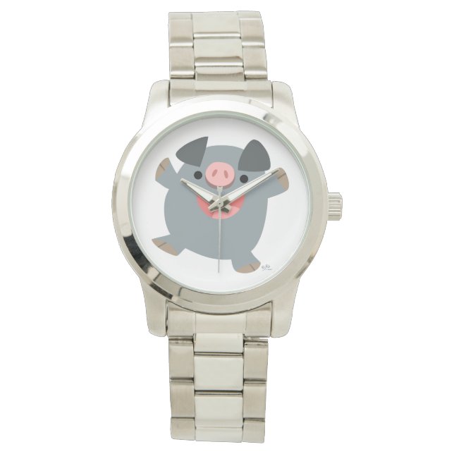Cute Tecknad Bouncy Gris Unisex Watch Armbandsur (Framsida)