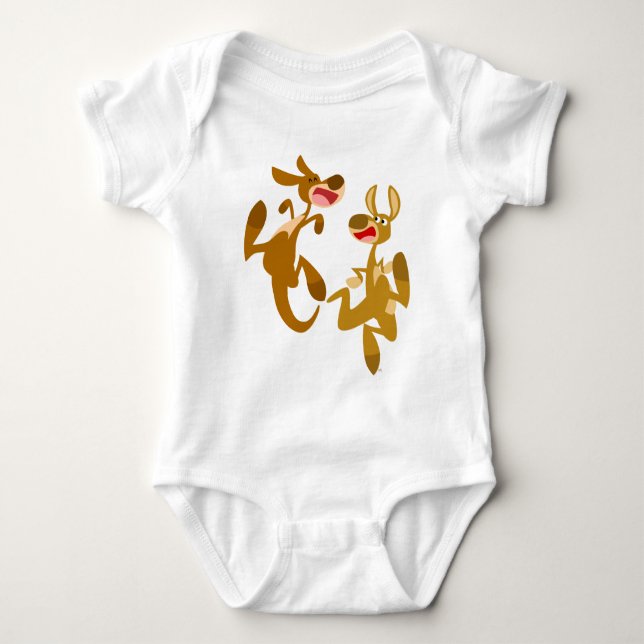 Cute Tecknad Bouncy Kangaroos Baby Apparel Tee Shirt (Framsida)