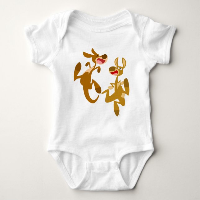 Cute Tecknad Bouncy Kangaroos Baby Apparel Tröja (Framsida)