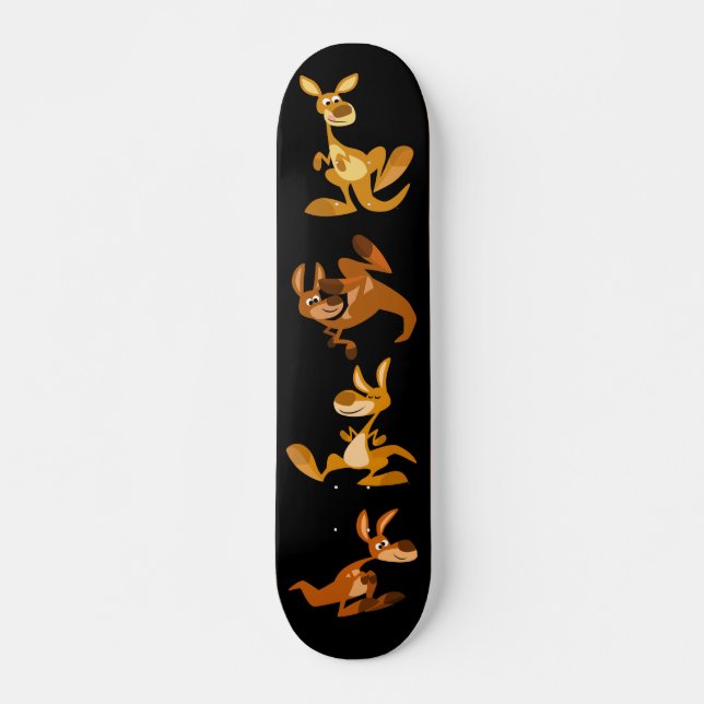 Cute Tecknad Bouncy Kangaroos Skateboard (Framsida)