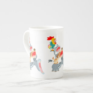 Cute Tecknad Bremen Town Musician Bone China Mugg Benporslin Mugg