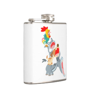 Cute Tecknad Bremen Town Musician Hip Flask Fickplunta