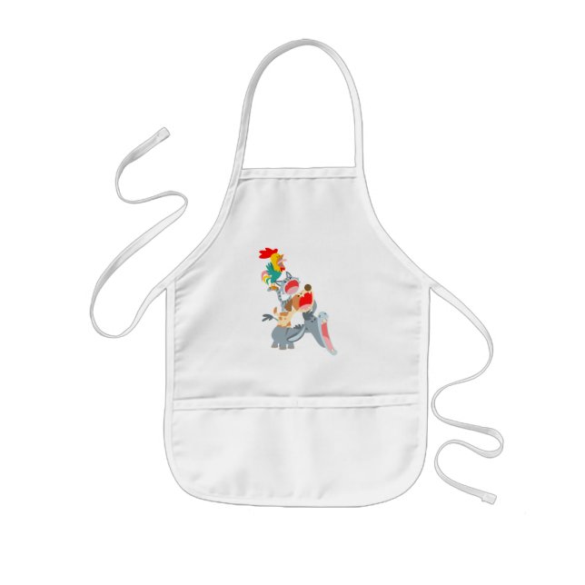 Cute Tecknad Bremen Town Musician Kids Apron Barnförkläde (Framsidan)