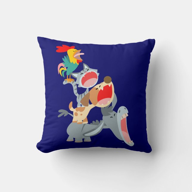 Cute Tecknad Bremen Town Musician Pillow Kudde (Framsida)
