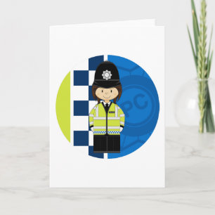Cute Tecknad British Policeman Kort