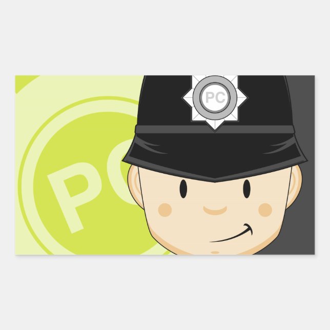 Cute Tecknad British Policeman Rektangulärt Klistermärke (Framsida)