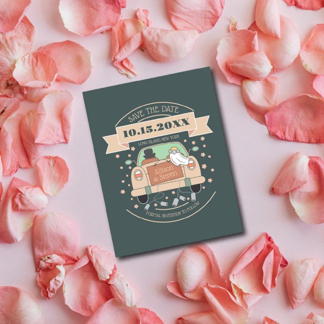 Cute tecknad bröllop spara datum inbjudan (Skapare uppladdad)