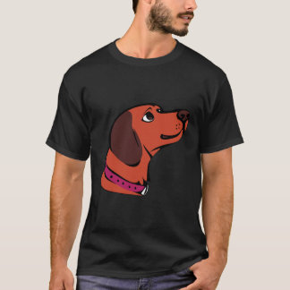 Cute Tecknad Brown Hund med Rosa Collar Sweet Valp T Shirt