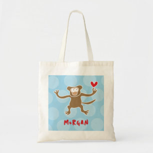 Cute Tecknad Brown Monkey Kärlek Roligt Dots Boy K Tygkasse
