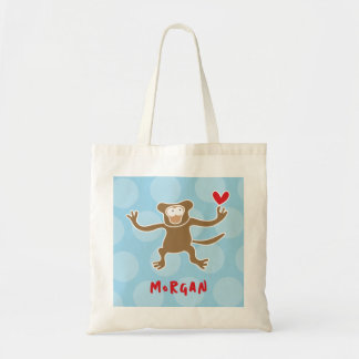 Cute Tecknad Brown Monkey Kärlek Roligt Dots Boy K Tygkasse