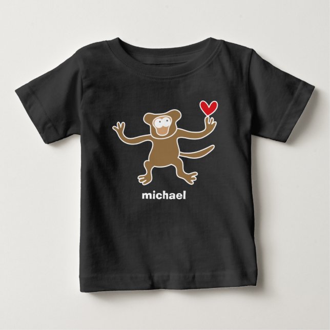 Cute Tecknad Brown Monkey Roligt Barn T-Shirt (Framsida)