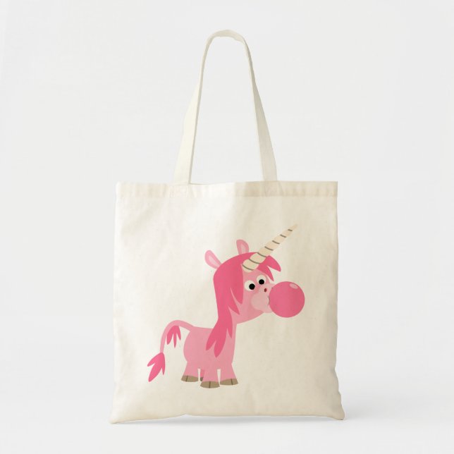 Cute Tecknad Bubble Gum Unicorn Bag Tygkasse (Framsidan)
