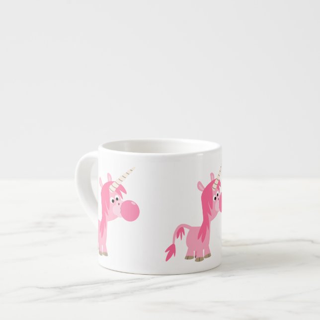 Cute Tecknad Bubble Gum Unicorn Espresso Mugg Espressomugg (Framsida vänster)