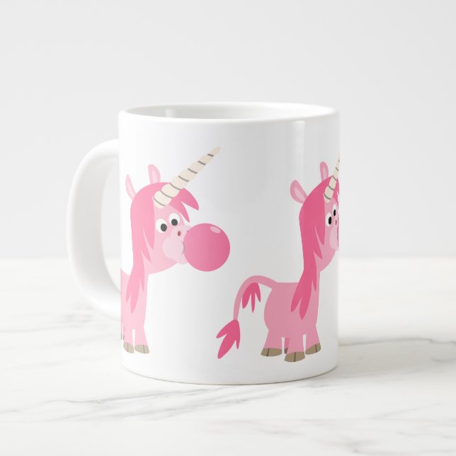Cute Tecknad Bubble Gum Unicorn Jumbo Mugg (Framsida vänster)