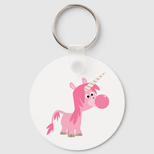 Cute Tecknad Bubble Gum Unicorn Keychain Nyckelring (Framsida)