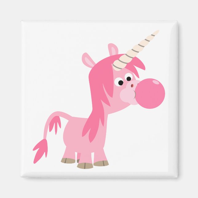 Cute Tecknad Bubble Gum Unicorn Magnet (Framsidan)