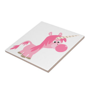 Cute Tecknad Bubble Gum Unicorn Tile Kakelplatta