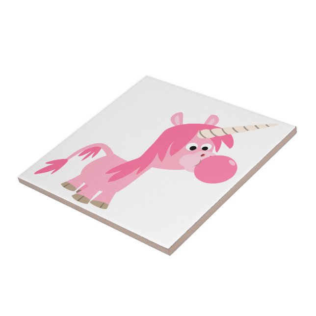 Cute Tecknad Bubble Gum Unicorn Tile Kakelplatta (Sidan)