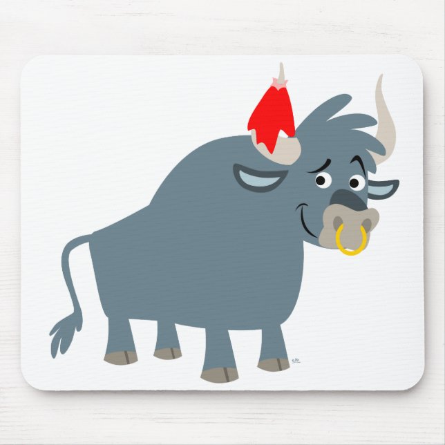 Cute Tecknad Bull mousepad Musmatta (Framsidan)
