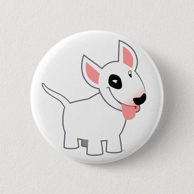 Cute Tecknad Bull Terrier Button Badge Knapp (Framsida)