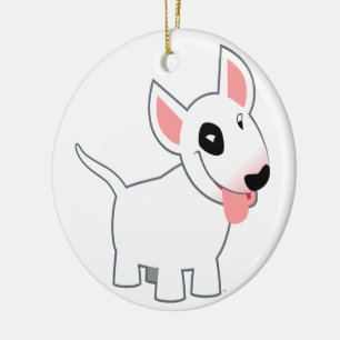 Cute Tecknad Bull Terrier Julgransprydnad Keramik