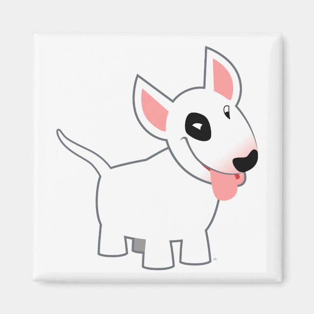 Cute Tecknad Bull Terrier Magnet (Framsidan)