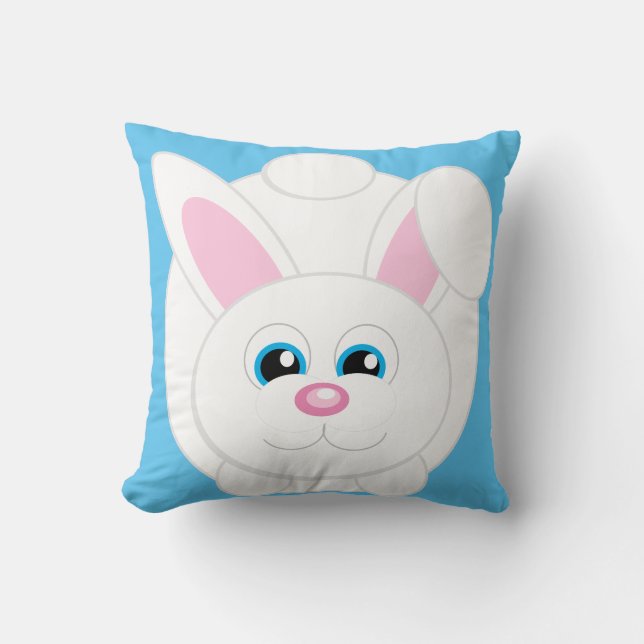 Cute Tecknad Bunny Blue Dekorativ kudde (Framsida)