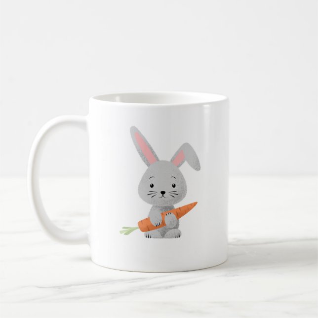 Cute Tecknad Bunny Carrot Kaffemugg (Vänster)