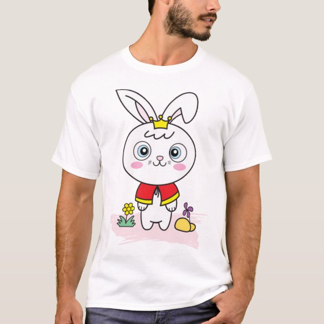 Cute tecknad bunny kanin t shirt (Framsida)