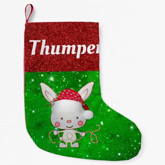 Cute Tecknad Bunny Rabbit Pet Namn Festive Liten Julstrumpa (Framsidan)