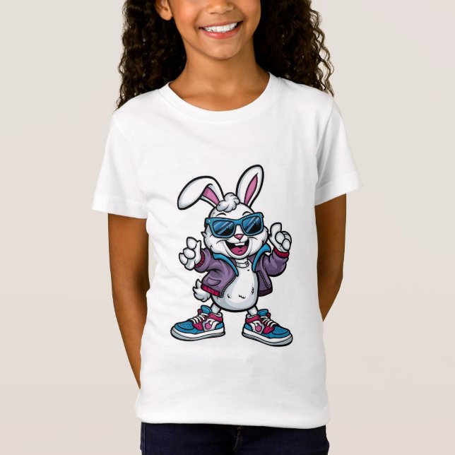 Cute Tecknad Bunny Rabbit Tee for Djur älskare (Framsida)