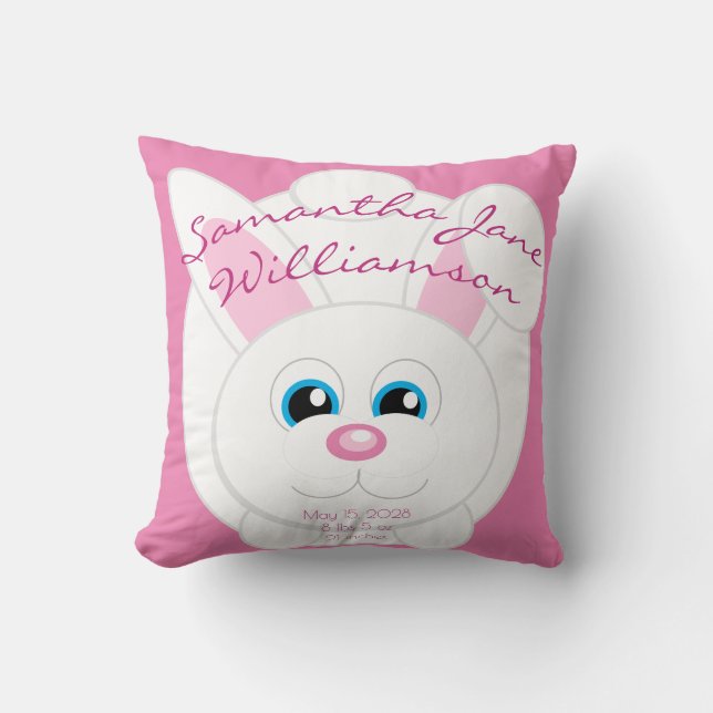 Cute Tecknad Bunny Rosa Baby Stats  Kudde (Framsida)