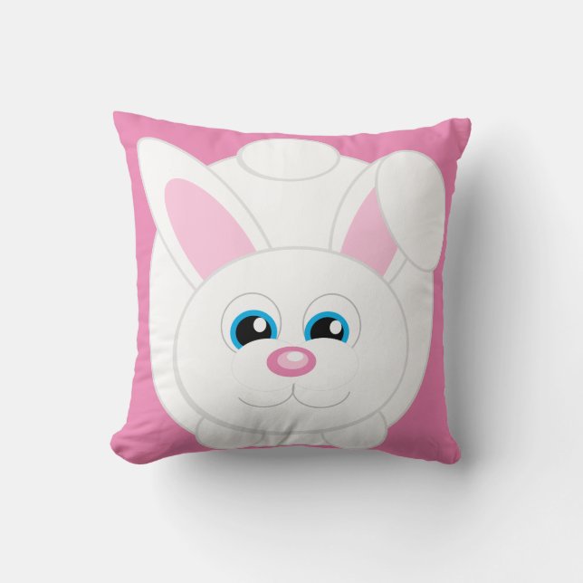 Cute Tecknad Bunny Rosa Dekorativ kudde (Framsida)