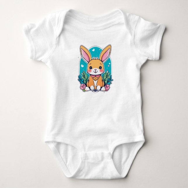 Cute Tecknad Bunny T Shirt (Framsida)