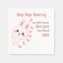 Cute Tecknad Bunny Turning One Girls 1:a födelseda