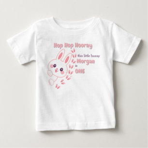 Cute Tecknad Bunny Turning One Girls 1:a födelseda T Shirt