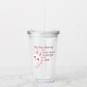 Cute Tecknad Bunny Turning One Girls 1:a födelseda Take Away Mugg