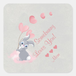 Cute Tecknad Bunny Valentine Sticker Fyrkantigt Klistermärke