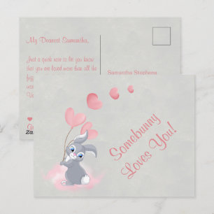 Cute Tecknad Bunny Valentine vykort