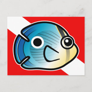 Cute Tecknad Butterflufish Dive Flagga Vykort
