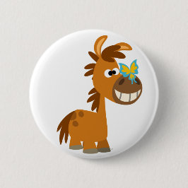 Cute Tecknad Butterfly Pony Button Badge Knapp
