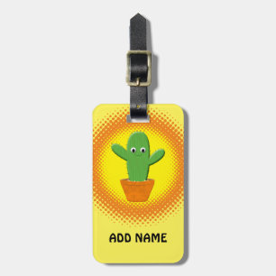 Cute Tecknad Cactus Bagagebricka